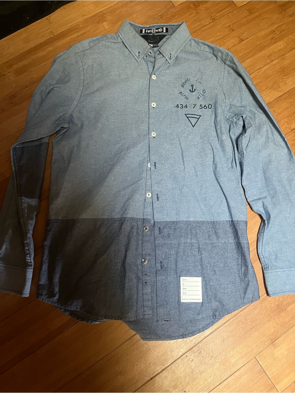 Rocawear Two-Tone Light and Dark Blue Button-Down Shirt Nautical